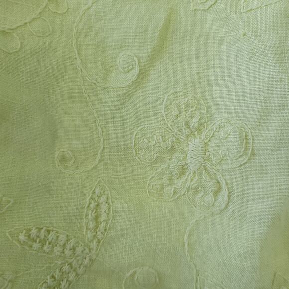 Click by Color Me Cotton 100% Linen Tank Medium Yellow, Embroidered, Sleeveless - Picture 5 of 6